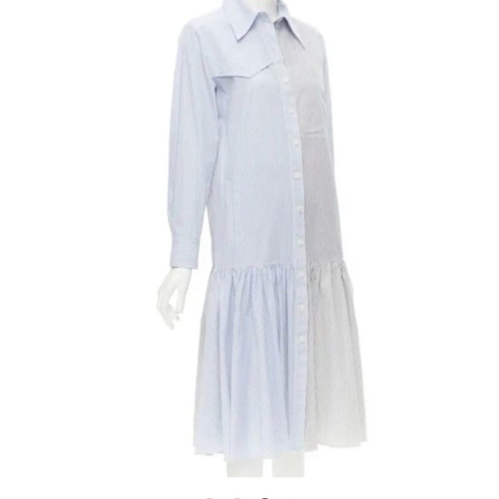 Tibi Blue Striped Shirt Dress